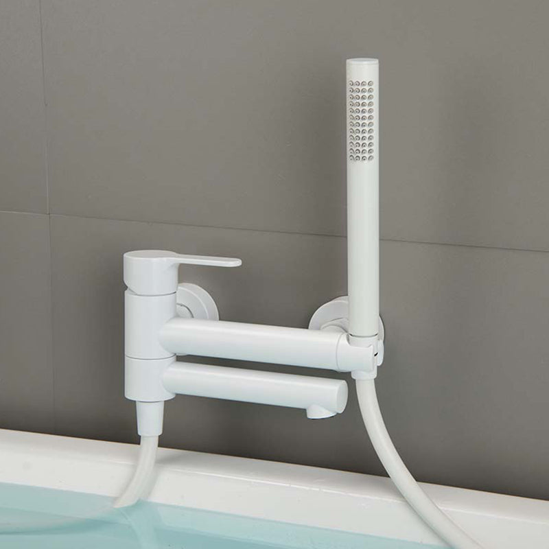 Wall Mounted Bathroom Faucet Contemporary Style Swivel Bathroom Faucet White Clearhalo 'Bathroom Remodel & Bathroom Fixtures' 'Bathtub Faucets' 'bathtub_faucets' 'Home Improvement' 'home_improvement' 'home_improvement_bathtub_faucets' 6528352