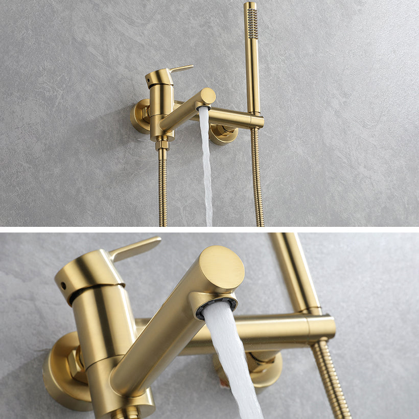 Wall Mounted Bathroom Faucet Contemporary Style Swivel Bathroom Faucet Clearhalo 'Bathroom Remodel & Bathroom Fixtures' 'Bathtub Faucets' 'bathtub_faucets' 'Home Improvement' 'home_improvement' 'home_improvement_bathtub_faucets' 6528363