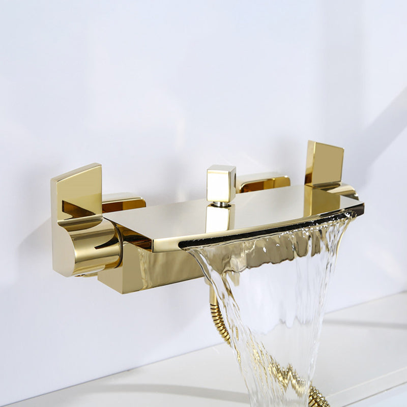 Wall Mounted Bathroom Faucet Modern Style Mental Bathroom Faucet Clearhalo 'Bathroom Remodel & Bathroom Fixtures' 'Bathtub Faucets' 'bathtub_faucets' 'Home Improvement' 'home_improvement' 'home_improvement_bathtub_faucets' 6528372