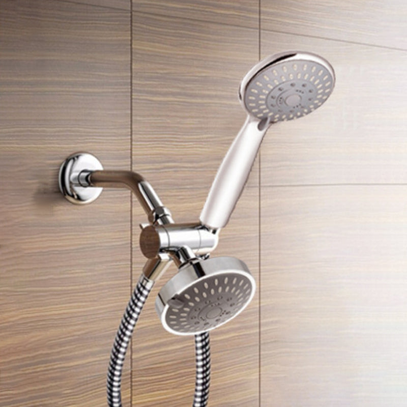 Silver Dual Shower Head Round Rain Fall Wall-Mount Showerhead Clearhalo 'Bathroom Remodel & Bathroom Fixtures' 'Home Improvement' 'home_improvement' 'home_improvement_shower_heads' 'Shower Heads' 'shower_heads' 'Showers & Bathtubs Plumbing' 'Showers & Bathtubs' 6528986