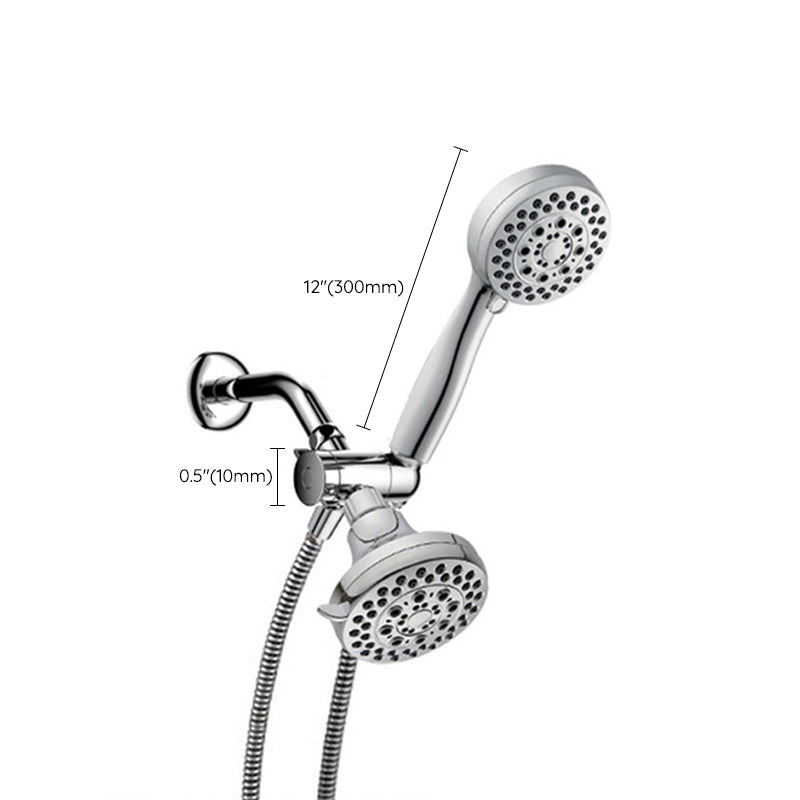 Silver Dual Shower Head Round Rain Fall Wall-Mount Showerhead Clearhalo 'Bathroom Remodel & Bathroom Fixtures' 'Home Improvement' 'home_improvement' 'home_improvement_shower_heads' 'Shower Heads' 'shower_heads' 'Showers & Bathtubs Plumbing' 'Showers & Bathtubs' 6528997