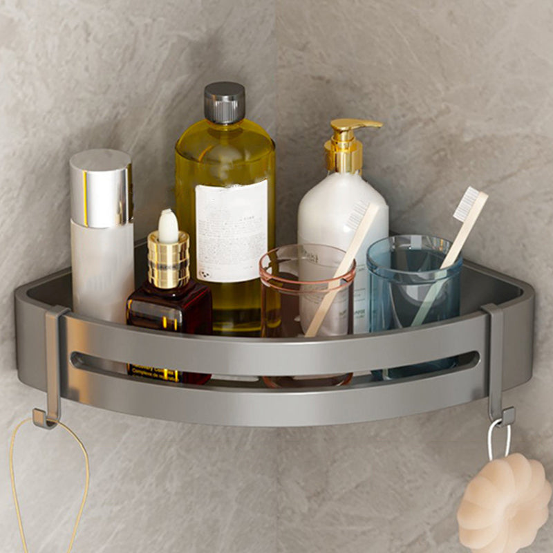 Contemporary Aluminum Bathroom Accessory Set Gray Bath Shelf Triangle Bath Shelf (11"L) Clearhalo 'Bathroom Hardware Sets' 'Bathroom Hardware' 'Bathroom Remodel & Bathroom Fixtures' 'bathroom_hardware_sets' 'Home Improvement' 'home_improvement' 'home_improvement_bathroom_hardware_sets' 6531558