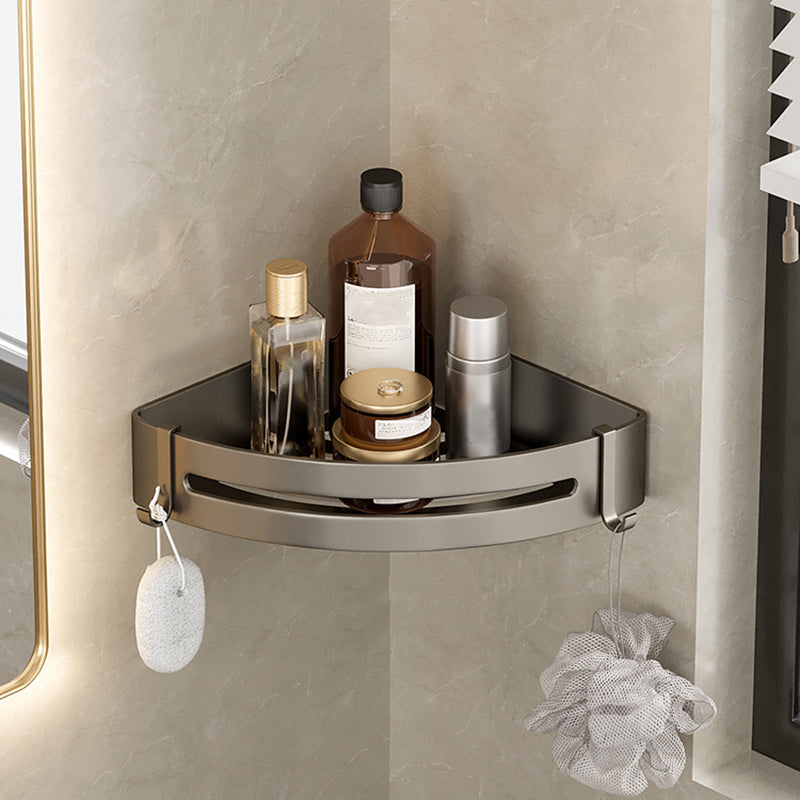 Contemporary Aluminum Bathroom Accessory Set Gray Bath Shelf Triangle Bath Shelf (12"L) Clearhalo 'Bathroom Hardware Sets' 'Bathroom Hardware' 'Bathroom Remodel & Bathroom Fixtures' 'bathroom_hardware_sets' 'Home Improvement' 'home_improvement' 'home_improvement_bathroom_hardware_sets' 6531561