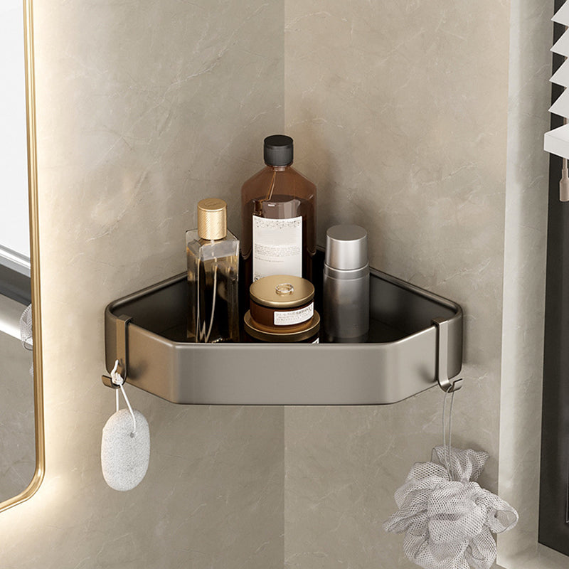 Contemporary Aluminum Bathroom Accessory Set Gray Bath Shelf Triangle Bath Shelf (13"L) Clearhalo 'Bathroom Hardware Sets' 'Bathroom Hardware' 'Bathroom Remodel & Bathroom Fixtures' 'bathroom_hardware_sets' 'Home Improvement' 'home_improvement' 'home_improvement_bathroom_hardware_sets' 6531570