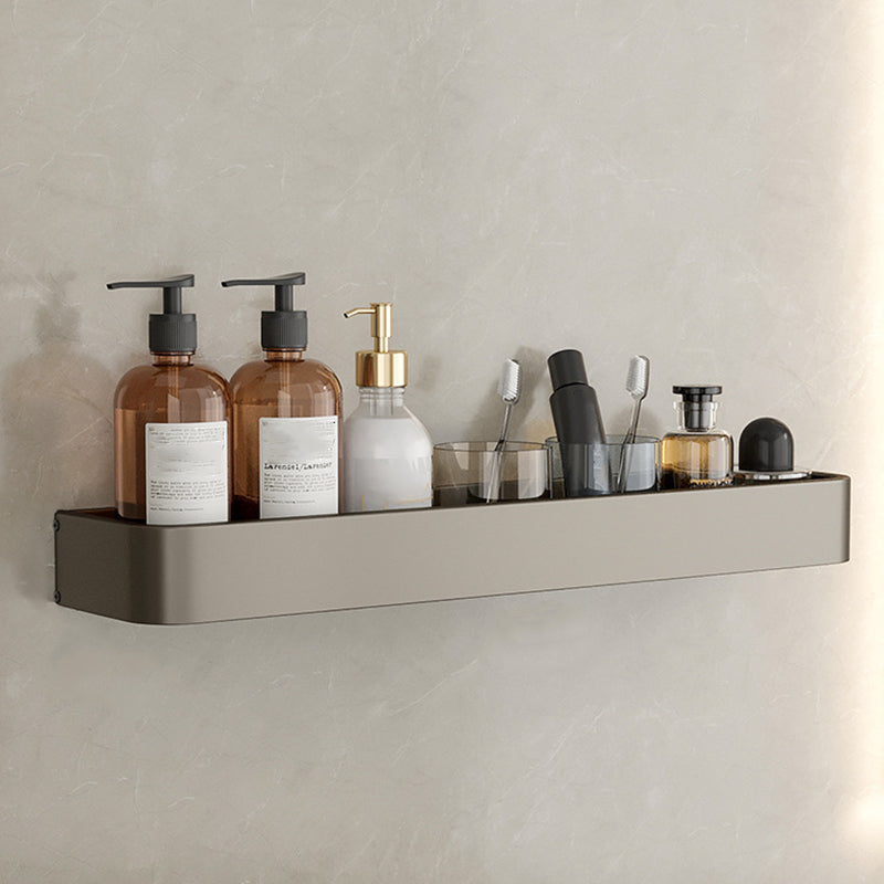 Contemporary Aluminum Bathroom Accessory Set Gray Bath Shelf Square Bath Shelf (24"L) Clearhalo 'Bathroom Hardware Sets' 'Bathroom Hardware' 'Bathroom Remodel & Bathroom Fixtures' 'bathroom_hardware_sets' 'Home Improvement' 'home_improvement' 'home_improvement_bathroom_hardware_sets' 6531572