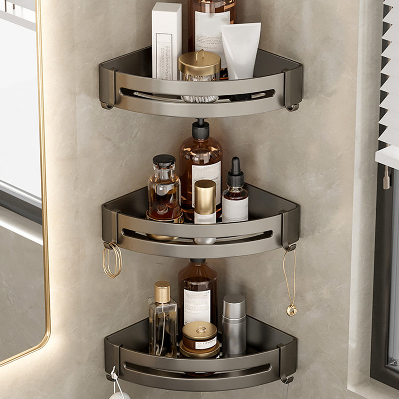 Contemporary Aluminum Bathroom Accessory Set Gray Bath Shelf 3-Piece Set (Hollow Triangle Bath Shelf) Clearhalo 'Bathroom Hardware Sets' 'Bathroom Hardware' 'Bathroom Remodel & Bathroom Fixtures' 'bathroom_hardware_sets' 'Home Improvement' 'home_improvement' 'home_improvement_bathroom_hardware_sets' 6531578