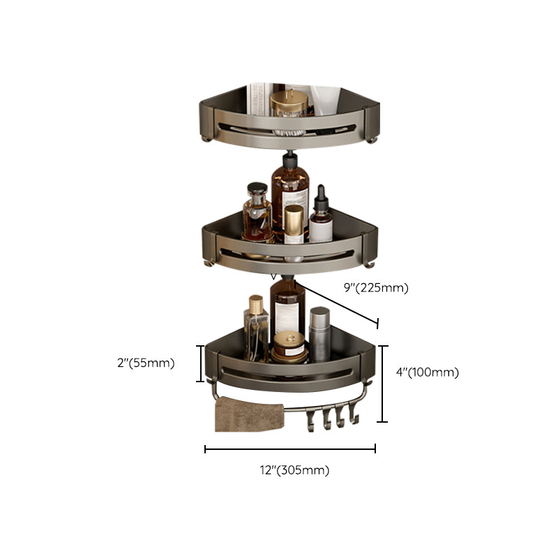 Contemporary Aluminum Bathroom Accessory Set Gray Bath Shelf Clearhalo 'Bathroom Hardware Sets' 'Bathroom Hardware' 'Bathroom Remodel & Bathroom Fixtures' 'bathroom_hardware_sets' 'Home Improvement' 'home_improvement' 'home_improvement_bathroom_hardware_sets' 6531587