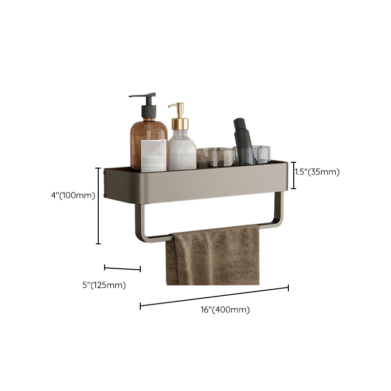 Contemporary Aluminum Bathroom Accessory Set Gray Bath Shelf Clearhalo 'Bathroom Hardware Sets' 'Bathroom Hardware' 'Bathroom Remodel & Bathroom Fixtures' 'bathroom_hardware_sets' 'Home Improvement' 'home_improvement' 'home_improvement_bathroom_hardware_sets' 6531596