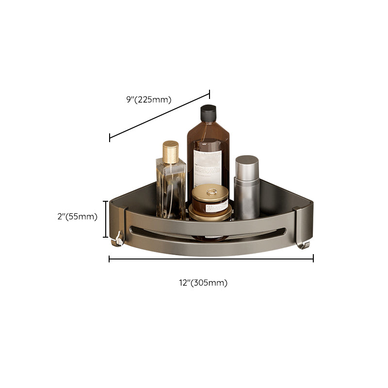 Contemporary Aluminum Bathroom Accessory Set Gray Bath Shelf Clearhalo 'Bathroom Hardware Sets' 'Bathroom Hardware' 'Bathroom Remodel & Bathroom Fixtures' 'bathroom_hardware_sets' 'Home Improvement' 'home_improvement' 'home_improvement_bathroom_hardware_sets' 6531603