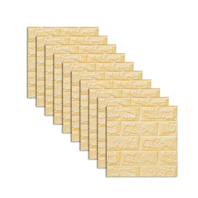 Modern Wall Tile PVC 3D Embossed Self-Adhesive Waterproof Indoor Wall Panel Yellow Clearhalo 'Flooring 'Home Improvement' 'home_improvement' 'home_improvement_wall_paneling' 'Wall Paneling' 'wall_paneling' 'Walls & Ceilings' Walls and Ceiling' 6531780