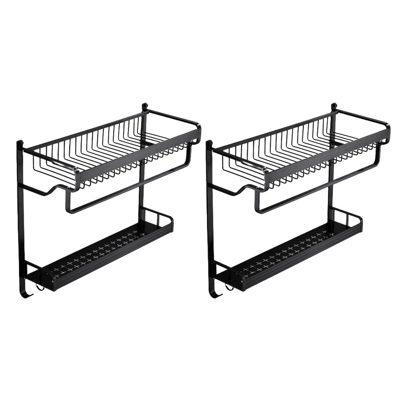 Black / Sliver Bathroom Accessory Aluminum Hardware Set Bath Shelf Black 2 Piece Set Clearhalo 'Bathroom Hardware Sets' 'Bathroom Hardware' 'Bathroom Remodel & Bathroom Fixtures' 'bathroom_hardware_sets' 'Home Improvement' 'home_improvement' 'home_improvement_bathroom_hardware_sets' 6536354