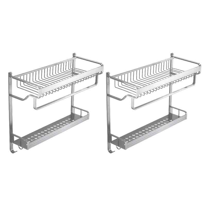 Black / Sliver Bathroom Accessory Aluminum Hardware Set Bath Shelf Silver 2 Piece Set Clearhalo 'Bathroom Hardware Sets' 'Bathroom Hardware' 'Bathroom Remodel & Bathroom Fixtures' 'bathroom_hardware_sets' 'Home Improvement' 'home_improvement' 'home_improvement_bathroom_hardware_sets' 6536358