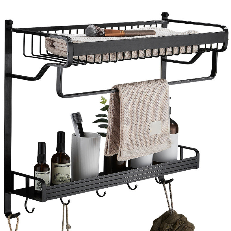 Black / Sliver Bathroom Accessory Aluminum Hardware Set Bath Shelf Clearhalo 'Bathroom Hardware Sets' 'Bathroom Hardware' 'Bathroom Remodel & Bathroom Fixtures' 'bathroom_hardware_sets' 'Home Improvement' 'home_improvement' 'home_improvement_bathroom_hardware_sets' 6536360