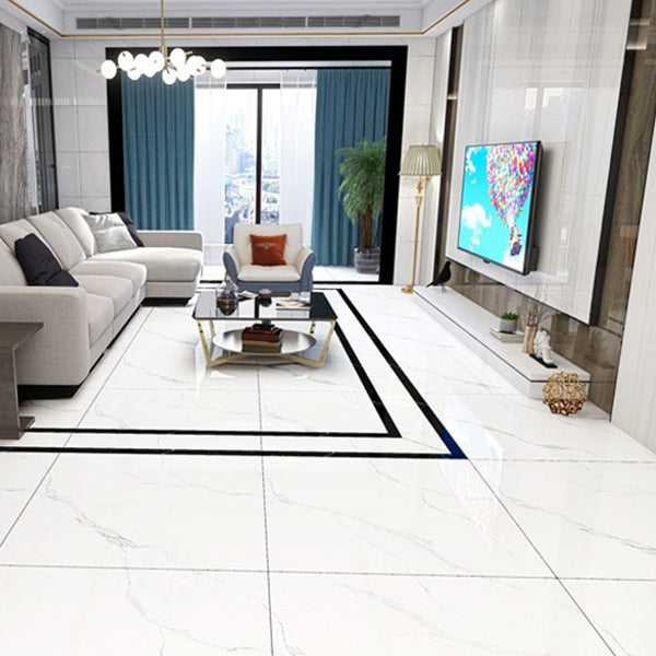 Wall & Floor Tile Marble Print Living Room Porcelain Square Indoor Floor Tile Clearhalo 'Floor Tiles & Wall Tiles' 'floor_tiles_wall_tiles' 'Flooring 'Home Improvement' 'home_improvement' 'home_improvement_floor_tiles_wall_tiles' Walls and Ceiling' 6540360