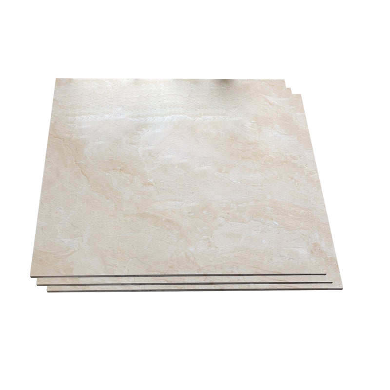 Wall & Floor Tile Marble Print Living Room Porcelain Square Indoor Floor Tile Beige Clearhalo 'Floor Tiles & Wall Tiles' 'floor_tiles_wall_tiles' 'Flooring 'Home Improvement' 'home_improvement' 'home_improvement_floor_tiles_wall_tiles' Walls and Ceiling' 6540361