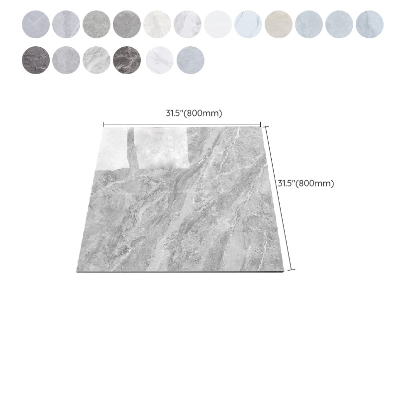 Wall & Floor Tile Marble Print Living Room Porcelain Square Indoor Floor Tile Clearhalo 'Floor Tiles & Wall Tiles' 'floor_tiles_wall_tiles' 'Flooring 'Home Improvement' 'home_improvement' 'home_improvement_floor_tiles_wall_tiles' Walls and Ceiling' 6540373