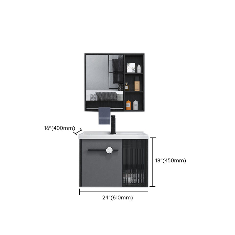 Wall Mount Bath Vanity Set Mirror Grey Rectangle Wood Bathroom Vanity with Single Sink Clearhalo 'Bathroom Remodel & Bathroom Fixtures' 'Bathroom Vanities' 'bathroom_vanities' 'Home Improvement' 'home_improvement' 'home_improvement_bathroom_vanities' 6540419