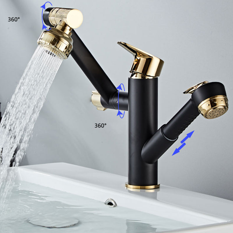 Glam Vessel Faucet Brass Lever Handles Swivel Spout Basin Lavatory Faucet Clearhalo 'Bathroom Remodel & Bathroom Fixtures' 'Bathroom Sink Faucets' 'Bathroom Sinks & Faucet Components' 'bathroom_sink_faucets' 'Home Improvement' 'home_improvement' 'home_improvement_bathroom_sink_faucets' 6540484