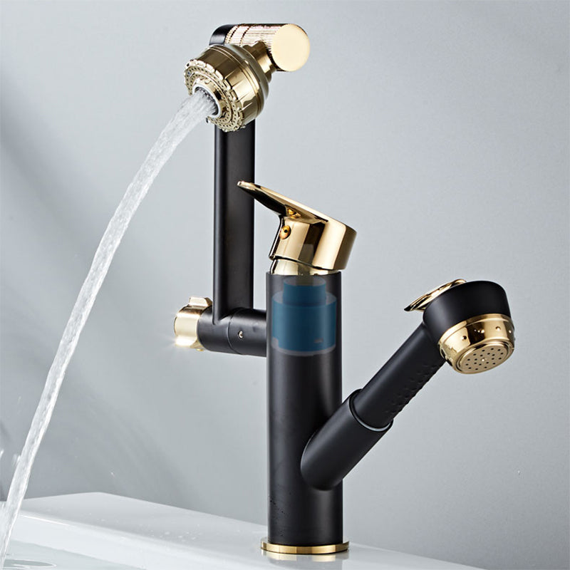 Glam Vessel Faucet Brass Lever Handles Swivel Spout Basin Lavatory Faucet Clearhalo 'Bathroom Remodel & Bathroom Fixtures' 'Bathroom Sink Faucets' 'Bathroom Sinks & Faucet Components' 'bathroom_sink_faucets' 'Home Improvement' 'home_improvement' 'home_improvement_bathroom_sink_faucets' 6540491