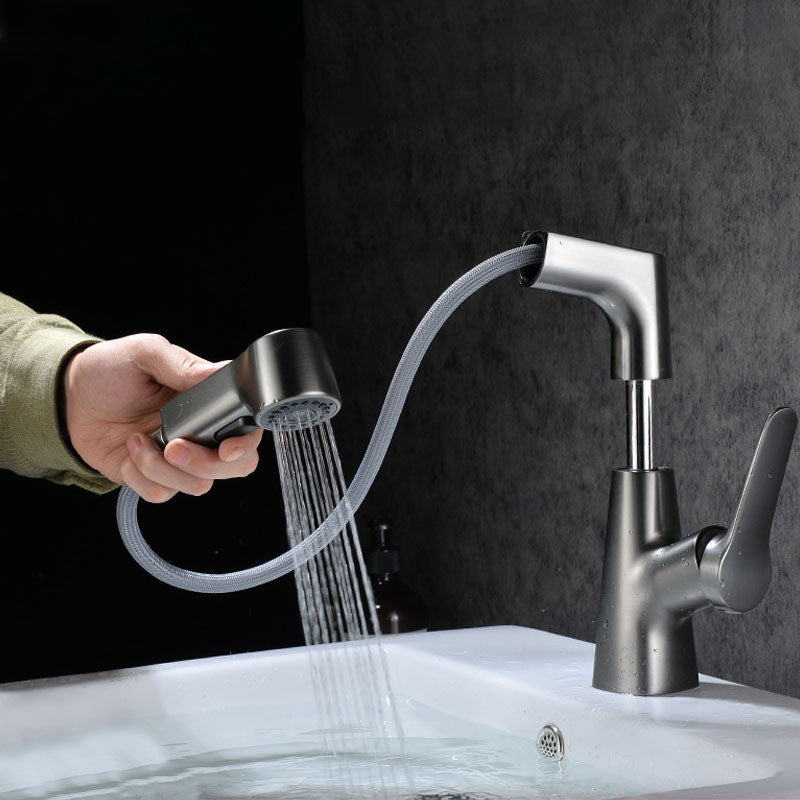 Modern Vessel Sink Faucet Copper Single Handle Low Arc Retractable Vessel Faucet Clearhalo 'Bathroom Remodel & Bathroom Fixtures' 'Bathroom Sink Faucets' 'Bathroom Sinks & Faucet Components' 'bathroom_sink_faucets' 'Conjunta de Baño y Conjunta de Grifo' 'Coronamiento de Baño y Dispositivo de Baño' 'Grifo del lavabo del baño' 'Hogar' 'Home Improvement' 'home_improvement' 'home_improvement_bathroom_sink_faucets' 'Mejoras para el hogar' 6540496