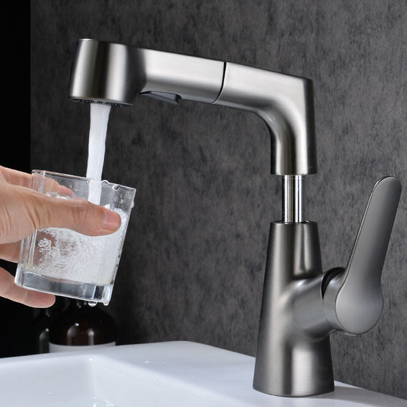 Modern Vessel Sink Faucet Copper Single Handle Low Arc Retractable Vessel Faucet Clearhalo 'Bathroom Remodel & Bathroom Fixtures' 'Bathroom Sink Faucets' 'Bathroom Sinks & Faucet Components' 'bathroom_sink_faucets' 'Conjunta de Baño y Conjunta de Grifo' 'Coronamiento de Baño y Dispositivo de Baño' 'Grifo del lavabo del baño' 'Hogar' 'Home Improvement' 'home_improvement' 'home_improvement_bathroom_sink_faucets' 'Mejoras para el hogar' 6540500