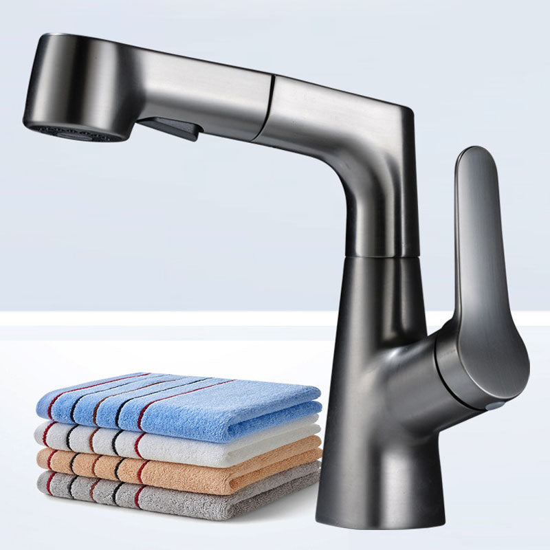 Modern Vessel Sink Faucet Copper Single Handle Low Arc Retractable Vessel Faucet Clearhalo 'Bathroom Remodel & Bathroom Fixtures' 'Bathroom Sink Faucets' 'Bathroom Sinks & Faucet Components' 'bathroom_sink_faucets' 'Conjunta de Baño y Conjunta de Grifo' 'Coronamiento de Baño y Dispositivo de Baño' 'Grifo del lavabo del baño' 'Hogar' 'Home Improvement' 'home_improvement' 'home_improvement_bathroom_sink_faucets' 'Mejoras para el hogar' 6540501