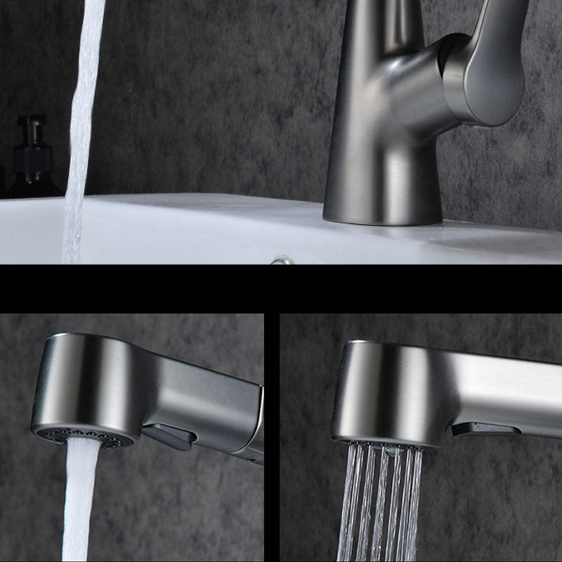 Modern Vessel Sink Faucet Copper Single Handle Low Arc Retractable Vessel Faucet Clearhalo 'Bathroom Remodel & Bathroom Fixtures' 'Bathroom Sink Faucets' 'Bathroom Sinks & Faucet Components' 'bathroom_sink_faucets' 'Conjunta de Baño y Conjunta de Grifo' 'Coronamiento de Baño y Dispositivo de Baño' 'Grifo del lavabo del baño' 'Hogar' 'Home Improvement' 'home_improvement' 'home_improvement_bathroom_sink_faucets' 'Mejoras para el hogar' 6540503