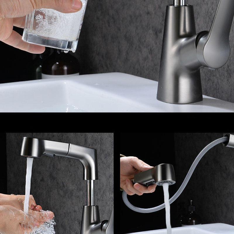 Modern Vessel Sink Faucet Copper Single Handle Low Arc Retractable Vessel Faucet Clearhalo 'Bathroom Remodel & Bathroom Fixtures' 'Bathroom Sink Faucets' 'Bathroom Sinks & Faucet Components' 'bathroom_sink_faucets' 'Conjunta de Baño y Conjunta de Grifo' 'Coronamiento de Baño y Dispositivo de Baño' 'Grifo del lavabo del baño' 'Hogar' 'Home Improvement' 'home_improvement' 'home_improvement_bathroom_sink_faucets' 'Mejoras para el hogar' 6540506