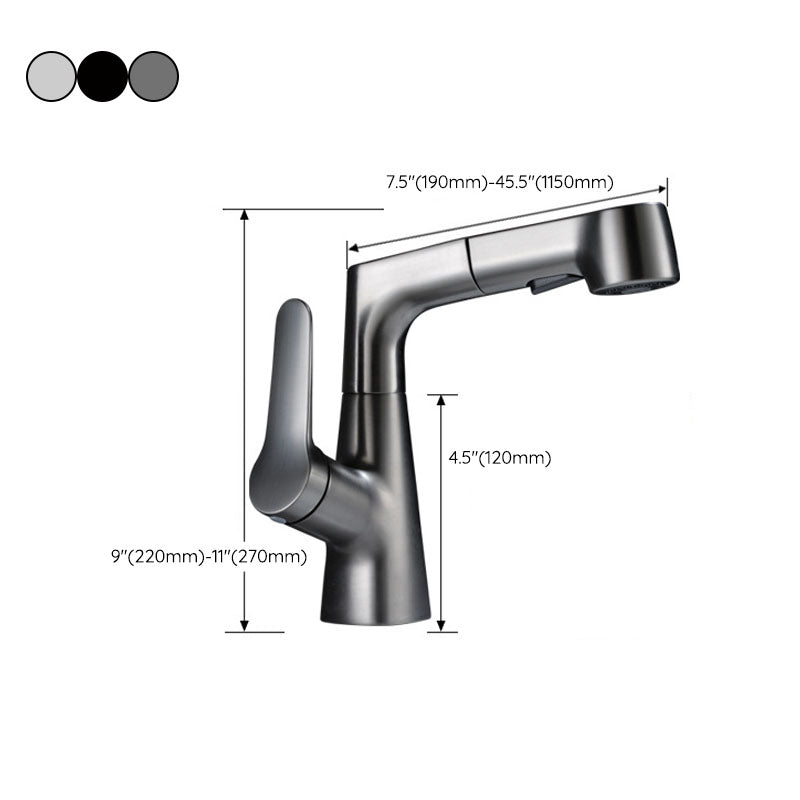 Modern Vessel Sink Faucet Copper Single Handle Low Arc Retractable Vessel Faucet Clearhalo 'Bathroom Remodel & Bathroom Fixtures' 'Bathroom Sink Faucets' 'Bathroom Sinks & Faucet Components' 'bathroom_sink_faucets' 'Conjunta de Baño y Conjunta de Grifo' 'Coronamiento de Baño y Dispositivo de Baño' 'Grifo del lavabo del baño' 'Hogar' 'Home Improvement' 'home_improvement' 'home_improvement_bathroom_sink_faucets' 'Mejoras para el hogar' 6540513