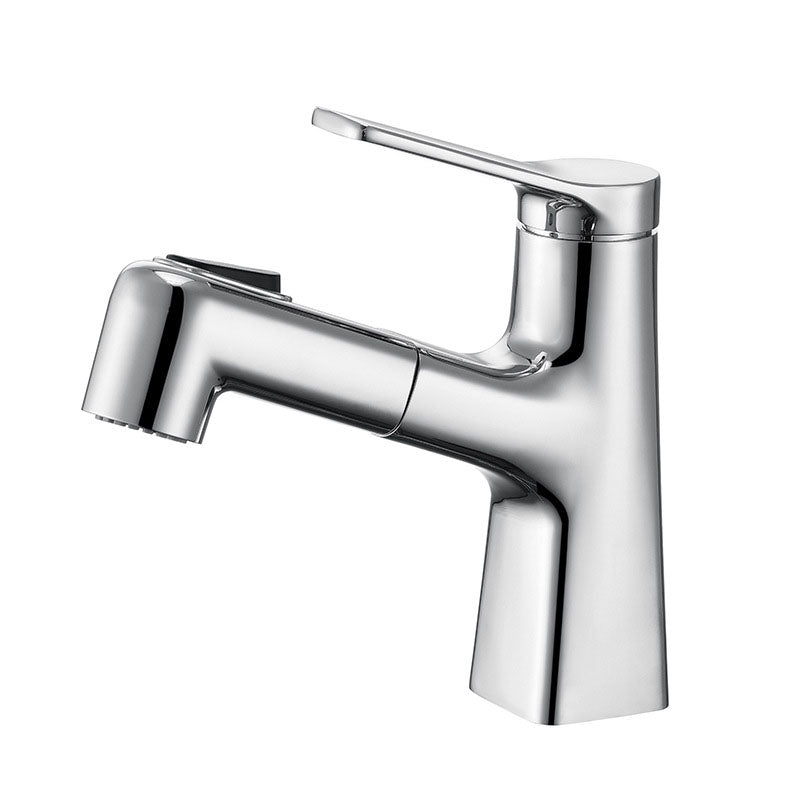 Contemporary Vessel Faucet Metal Single Handle Low Arc Vessel Faucet for Bathroom Chrome Clearhalo 'Bathroom Remodel & Bathroom Fixtures' 'Bathroom Sink Faucets' 'Bathroom Sinks & Faucet Components' 'bathroom_sink_faucets' 'Home Improvement' 'home_improvement' 'home_improvement_bathroom_sink_faucets' 6540526