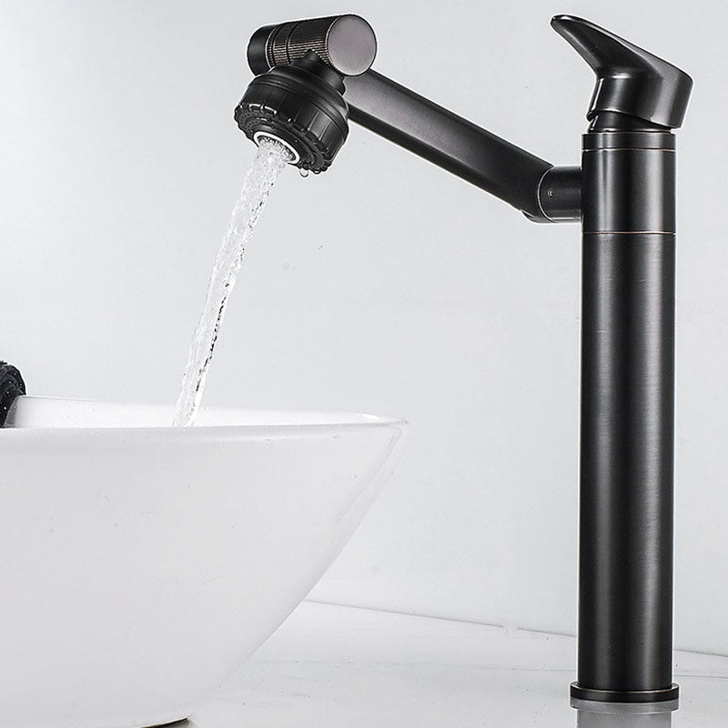 Glam Style Faucet Single Handle Vessel Sink Bathroom Faucet with Waterfall Spout Black 11.8" Clearhalo 'Bathroom Remodel & Bathroom Fixtures' 'Bathroom Sink Faucets' 'Bathroom Sinks & Faucet Components' 'bathroom_sink_faucets' 'Home Improvement' 'home_improvement' 'home_improvement_bathroom_sink_faucets' 6540531