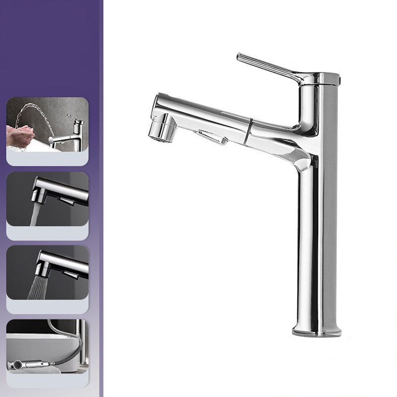 Modern Sink Faucet Pure Color Basin Lavatory Faucet for Bathroom Silver 11" Clearhalo 'Bathroom Remodel & Bathroom Fixtures' 'Bathroom Sink Faucets' 'Bathroom Sinks & Faucet Components' 'bathroom_sink_faucets' 'Home Improvement' 'home_improvement' 'home_improvement_bathroom_sink_faucets' 6540556