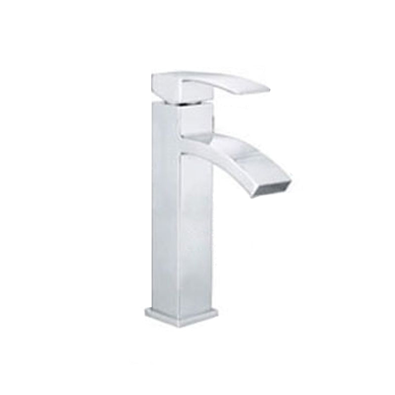 Cubic Chrome Bathroom Faucet Low Arc Single Handle Vessel Faucet Clearhalo 'Bathroom Remodel & Bathroom Fixtures' 'Bathroom Sink Faucets' 'Bathroom Sinks & Faucet Components' 'bathroom_sink_faucets' 'Home Improvement' 'home_improvement' 'home_improvement_bathroom_sink_faucets' 6540576