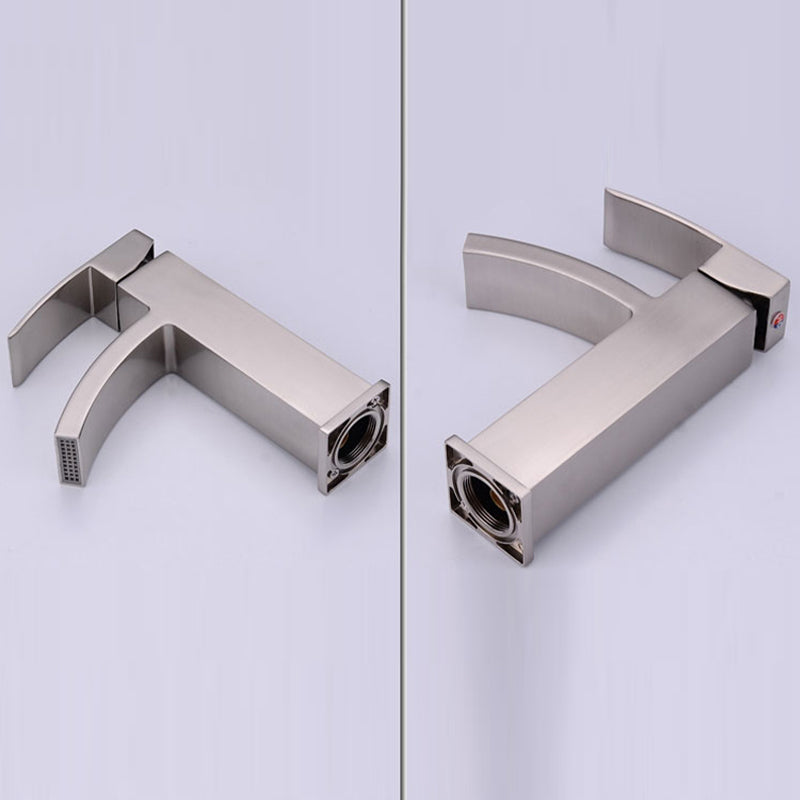 Cubic Chrome Bathroom Faucet Low Arc Single Handle Vessel Faucet Clearhalo 'Bathroom Remodel & Bathroom Fixtures' 'Bathroom Sink Faucets' 'Bathroom Sinks & Faucet Components' 'bathroom_sink_faucets' 'Home Improvement' 'home_improvement' 'home_improvement_bathroom_sink_faucets' 6540581