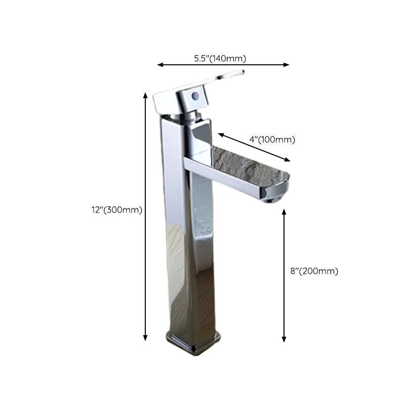 Cubic Chrome Bathroom Faucet Low Arc Single Handle Vessel Faucet Clearhalo 'Bathroom Remodel & Bathroom Fixtures' 'Bathroom Sink Faucets' 'Bathroom Sinks & Faucet Components' 'bathroom_sink_faucets' 'Home Improvement' 'home_improvement' 'home_improvement_bathroom_sink_faucets' 6540589