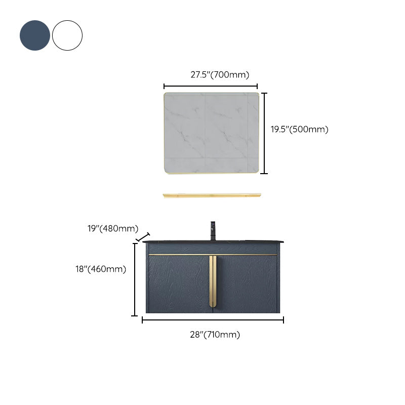 Rectangular Contemporary Bathroom Vanity Set Stainless Steel Sink Cabinet Clearhalo 'Bathroom Remodel & Bathroom Fixtures' 'Bathroom Vanities' 'bathroom_vanities' 'Home Improvement' 'home_improvement' 'home_improvement_bathroom_vanities' 6540783