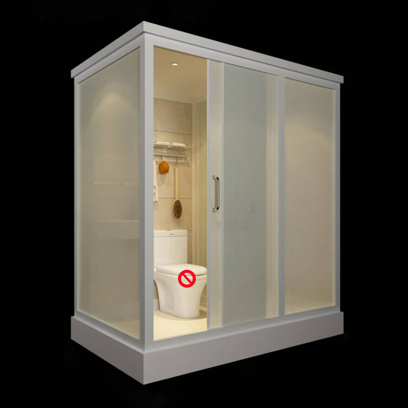 Linear Sliding Shower Enclosure Metal Full Framed Shower Enclosure White 75"L x 47"W x 87"H Toilet Not Included Clearhalo 'Bathroom Remodel & Bathroom Fixtures' 'Home Improvement' 'home_improvement' 'home_improvement_shower_stalls_enclosures' 'Shower Stalls & Enclosures' 'shower_stalls_enclosures' 'Showers & Bathtubs' 6540889