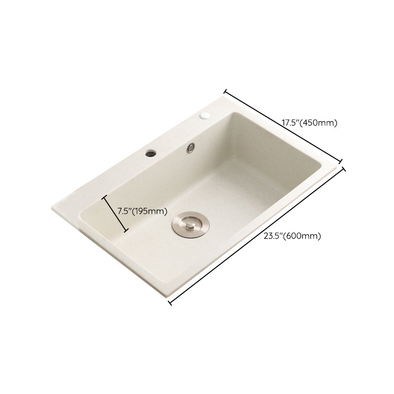 Beige Granite Kitchen Sink with Basket Strainer 2 Holes Sink Clearhalo 'Home Improvement' 'home_improvement' 'home_improvement_kitchen_sinks' 'Kitchen Remodel & Kitchen Fixtures' 'Kitchen Sinks & Faucet Components' 'Kitchen Sinks' 'kitchen_sinks' 6541032