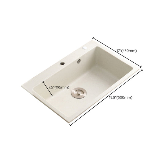 Beige Granite Kitchen Sink with Basket Strainer 2 Holes Sink Clearhalo 'Home Improvement' 'home_improvement' 'home_improvement_kitchen_sinks' 'Kitchen Remodel & Kitchen Fixtures' 'Kitchen Sinks & Faucet Components' 'Kitchen Sinks' 'kitchen_sinks' 6541033