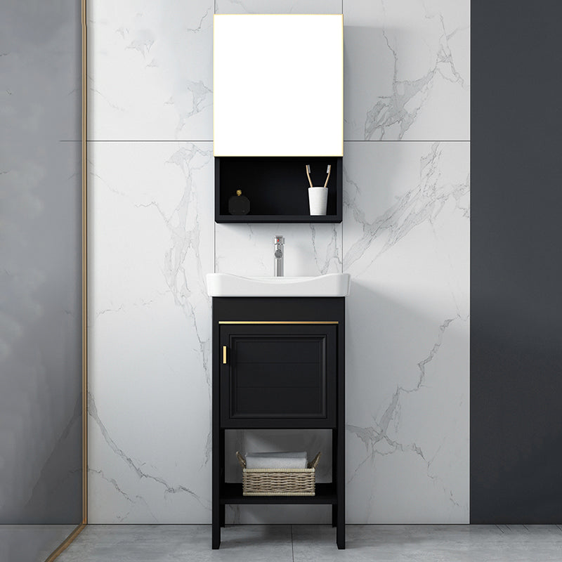 Shelving Included Bath Vanity Set Mirror Freestanding Vanity Set with Single Sink Clearhalo 'Bathroom Remodel & Bathroom Fixtures' 'Bathroom Vanities' 'bathroom_vanities' 'Home Improvement' 'home_improvement' 'home_improvement_bathroom_vanities' 6541040