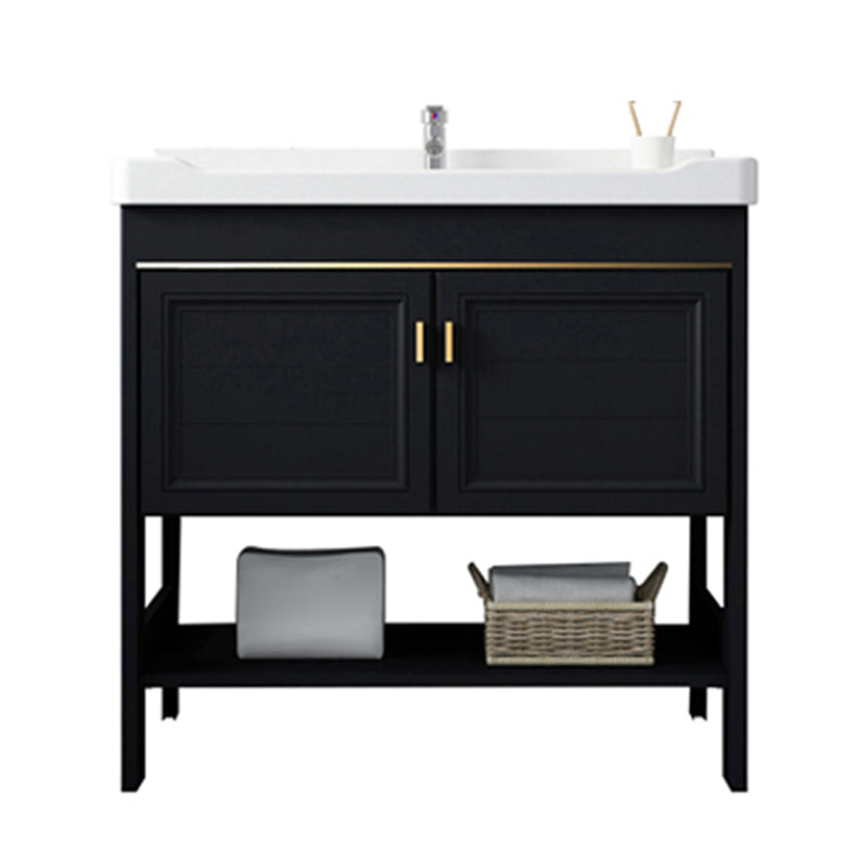 Shelving Included Bath Vanity Set Mirror Freestanding Vanity Set with Single Sink Clearhalo 'Bathroom Remodel & Bathroom Fixtures' 'Bathroom Vanities' 'bathroom_vanities' 'Home Improvement' 'home_improvement' 'home_improvement_bathroom_vanities' 6541052