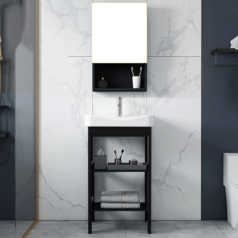 Shelving Included Bath Vanity Set Mirror Freestanding Vanity Set with Single Sink Clearhalo 'Bathroom Remodel & Bathroom Fixtures' 'Bathroom Vanities' 'bathroom_vanities' 'Home Improvement' 'home_improvement' 'home_improvement_bathroom_vanities' 6541059