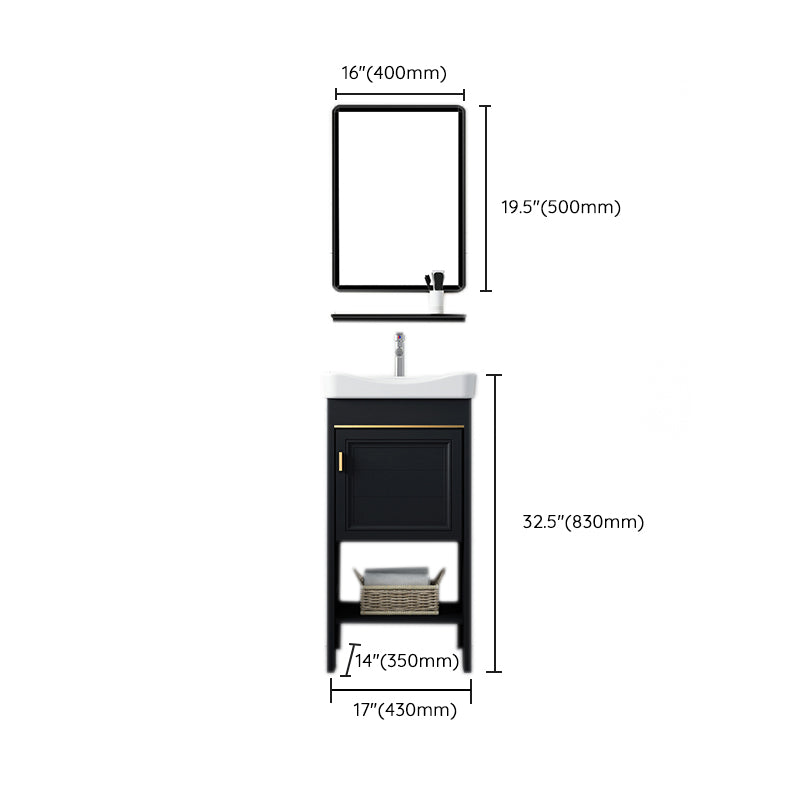 Shelving Included Bath Vanity Set Mirror Freestanding Vanity Set with Single Sink Clearhalo 'Bathroom Remodel & Bathroom Fixtures' 'Bathroom Vanities' 'bathroom_vanities' 'Home Improvement' 'home_improvement' 'home_improvement_bathroom_vanities' 6541072