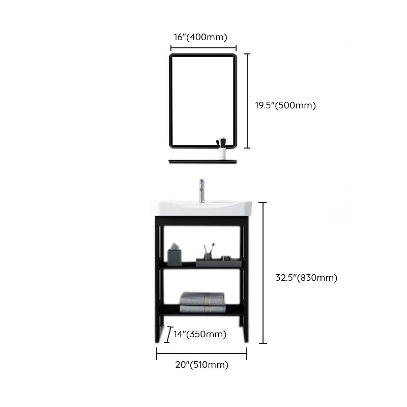 Shelving Included Bath Vanity Set Mirror Freestanding Vanity Set with Single Sink Clearhalo 'Bathroom Remodel & Bathroom Fixtures' 'Bathroom Vanities' 'bathroom_vanities' 'Home Improvement' 'home_improvement' 'home_improvement_bathroom_vanities' 6541073