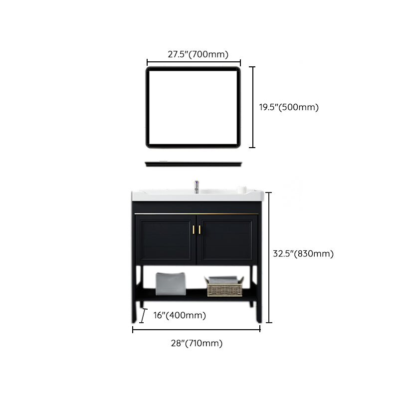 Shelving Included Bath Vanity Set Mirror Freestanding Vanity Set with Single Sink Clearhalo 'Bathroom Remodel & Bathroom Fixtures' 'Bathroom Vanities' 'bathroom_vanities' 'Home Improvement' 'home_improvement' 'home_improvement_bathroom_vanities' 6541077