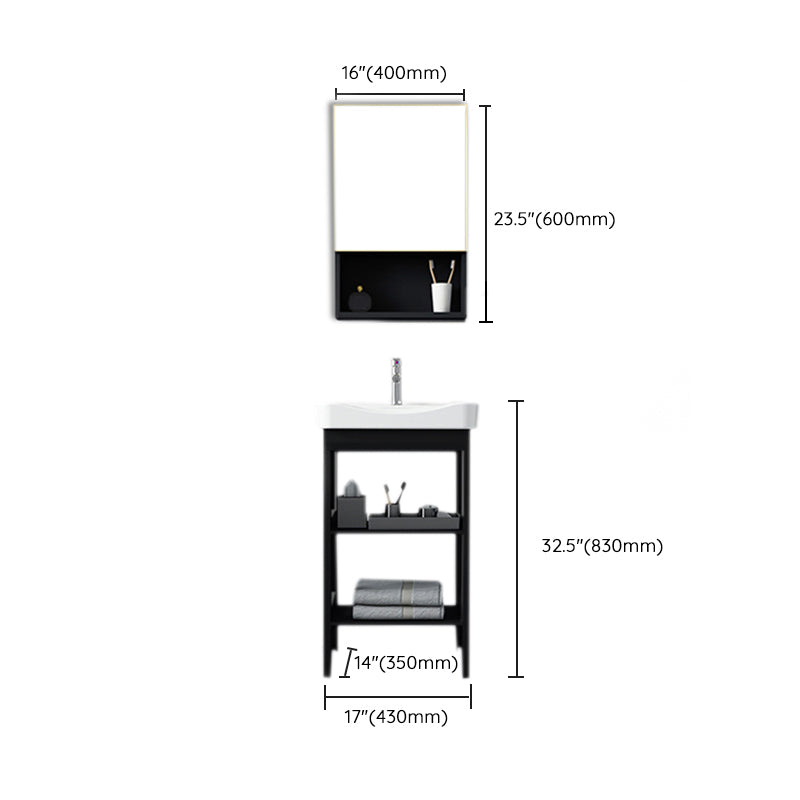 Shelving Included Bath Vanity Set Mirror Freestanding Vanity Set with Single Sink Clearhalo 'Bathroom Remodel & Bathroom Fixtures' 'Bathroom Vanities' 'bathroom_vanities' 'Home Improvement' 'home_improvement' 'home_improvement_bathroom_vanities' 6541079