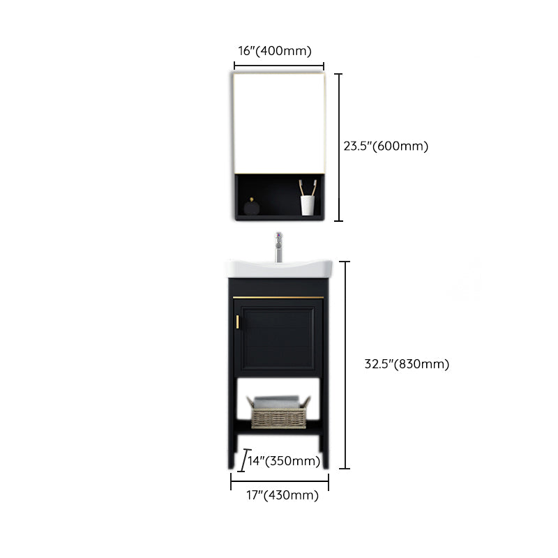 Shelving Included Bath Vanity Set Mirror Freestanding Vanity Set with Single Sink Clearhalo 'Bathroom Remodel & Bathroom Fixtures' 'Bathroom Vanities' 'bathroom_vanities' 'Home Improvement' 'home_improvement' 'home_improvement_bathroom_vanities' 6541080