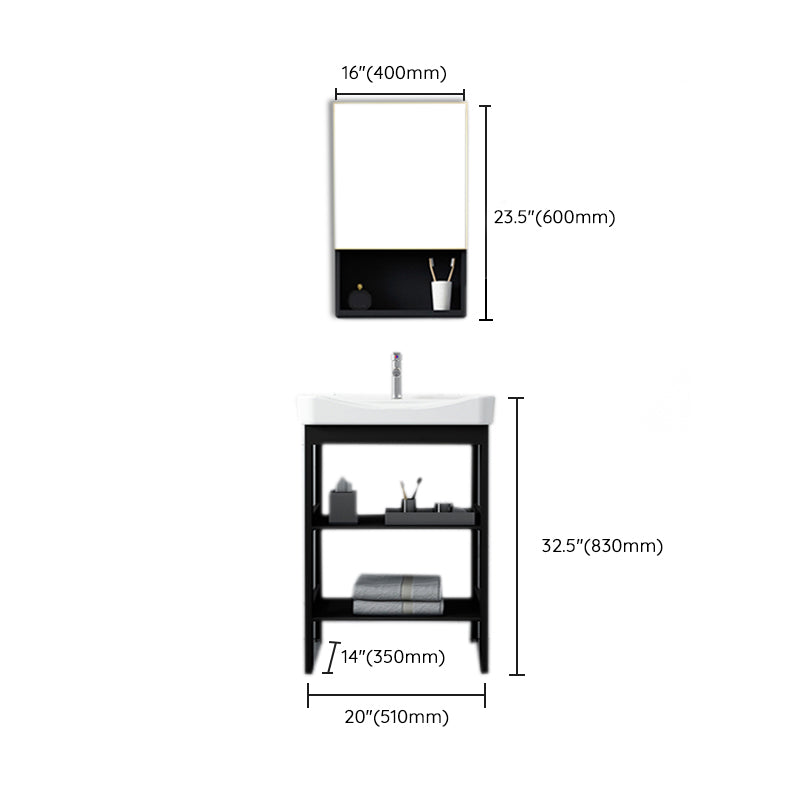 Shelving Included Bath Vanity Set Mirror Freestanding Vanity Set with Single Sink Clearhalo 'Bathroom Remodel & Bathroom Fixtures' 'Bathroom Vanities' 'bathroom_vanities' 'Home Improvement' 'home_improvement' 'home_improvement_bathroom_vanities' 6541081