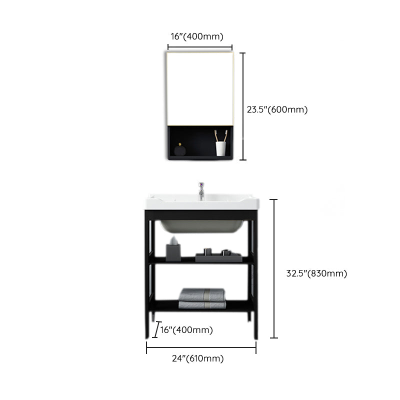 Shelving Included Bath Vanity Set Mirror Freestanding Vanity Set with Single Sink Clearhalo 'Bathroom Remodel & Bathroom Fixtures' 'Bathroom Vanities' 'bathroom_vanities' 'Home Improvement' 'home_improvement' 'home_improvement_bathroom_vanities' 6541083