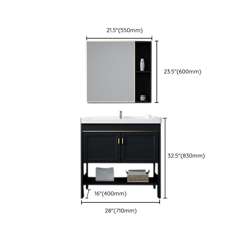 Shelving Included Bath Vanity Set Mirror Freestanding Vanity Set with Single Sink Clearhalo 'Bathroom Remodel & Bathroom Fixtures' 'Bathroom Vanities' 'bathroom_vanities' 'Home Improvement' 'home_improvement' 'home_improvement_bathroom_vanities' 6541085